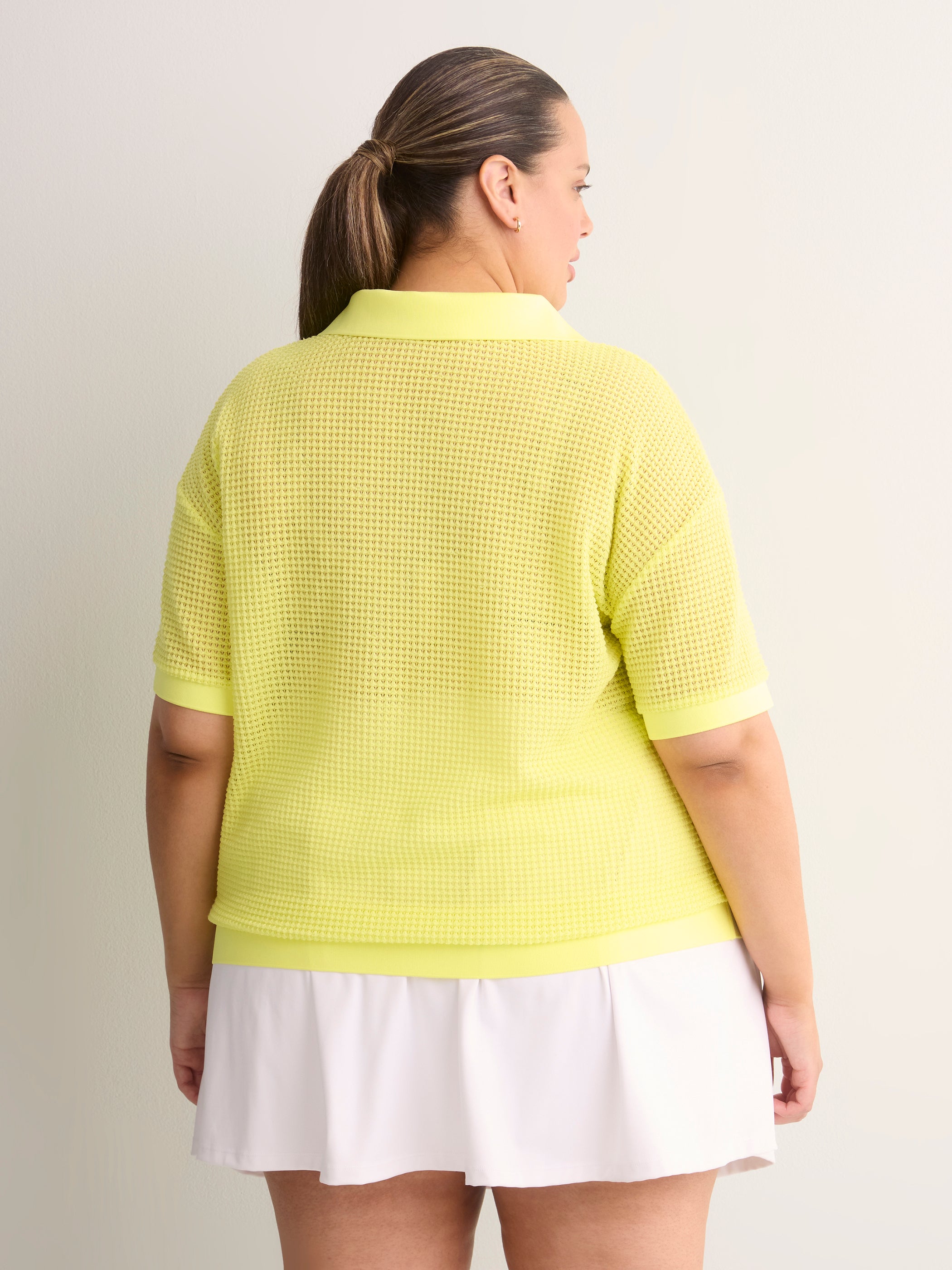 Crochet Waffle Polo Shirt - Active Zone
