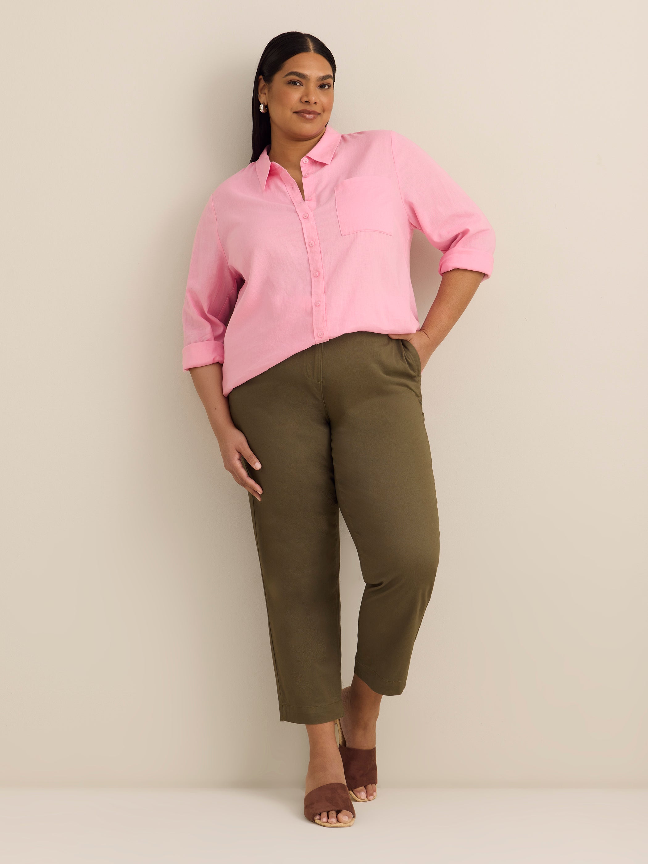 Tunique chemisier en mélange de lin avec boutons sur le devant