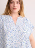 Split Neck Blouse with Extended Sleeves