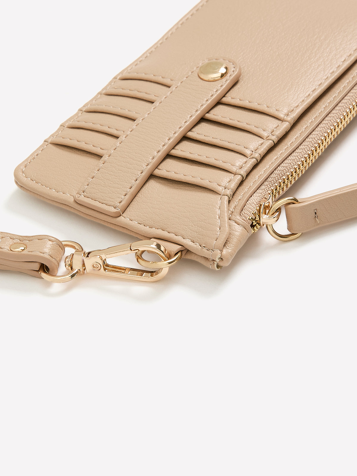 Beige Wrislet Wallet with Embroidered Dog