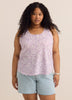 Straight Floral-Print Henley Tank Top