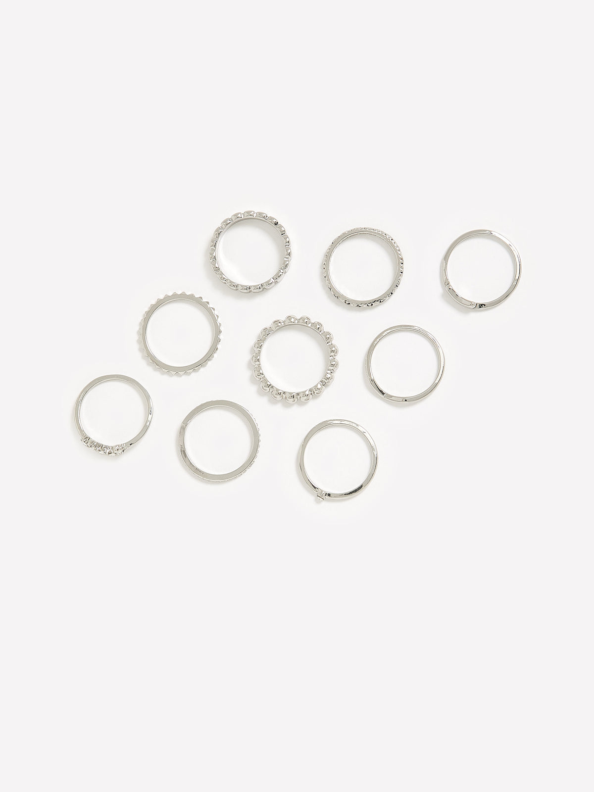 Assorted Silver Rings, Set of 9