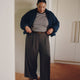 Heather Brown Double Pleated Wide-Leg Pant