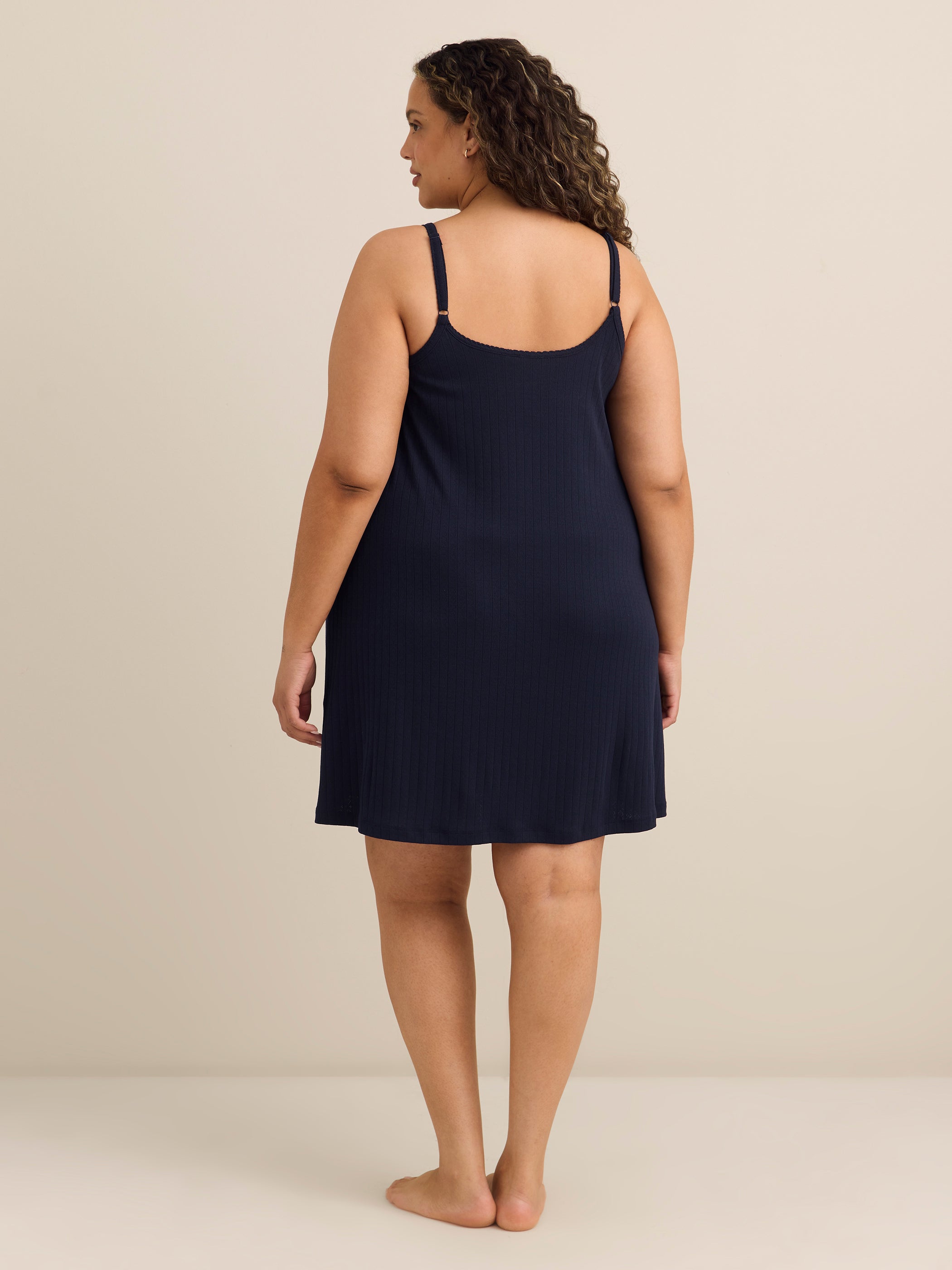 Navy Blue Sleeveless Pointelle Nighty - ti Voglio
