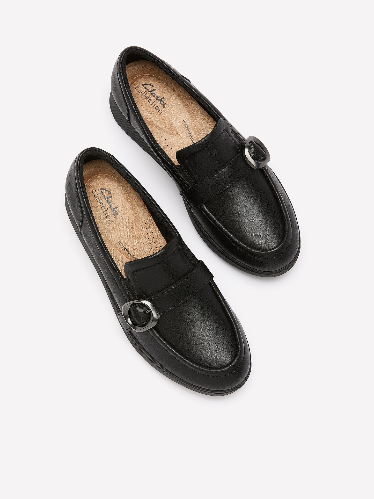 Wide Width, Zylah Vine Black Leather Wedge Loafer - Clarks