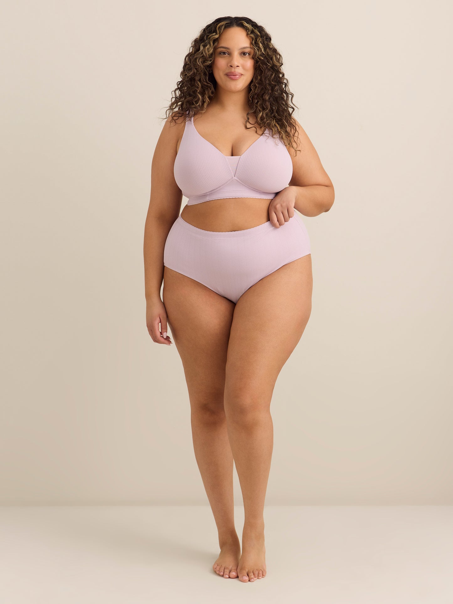 Lavender Light-Control Pointelle Brief with Lace Trim - ti Voglio