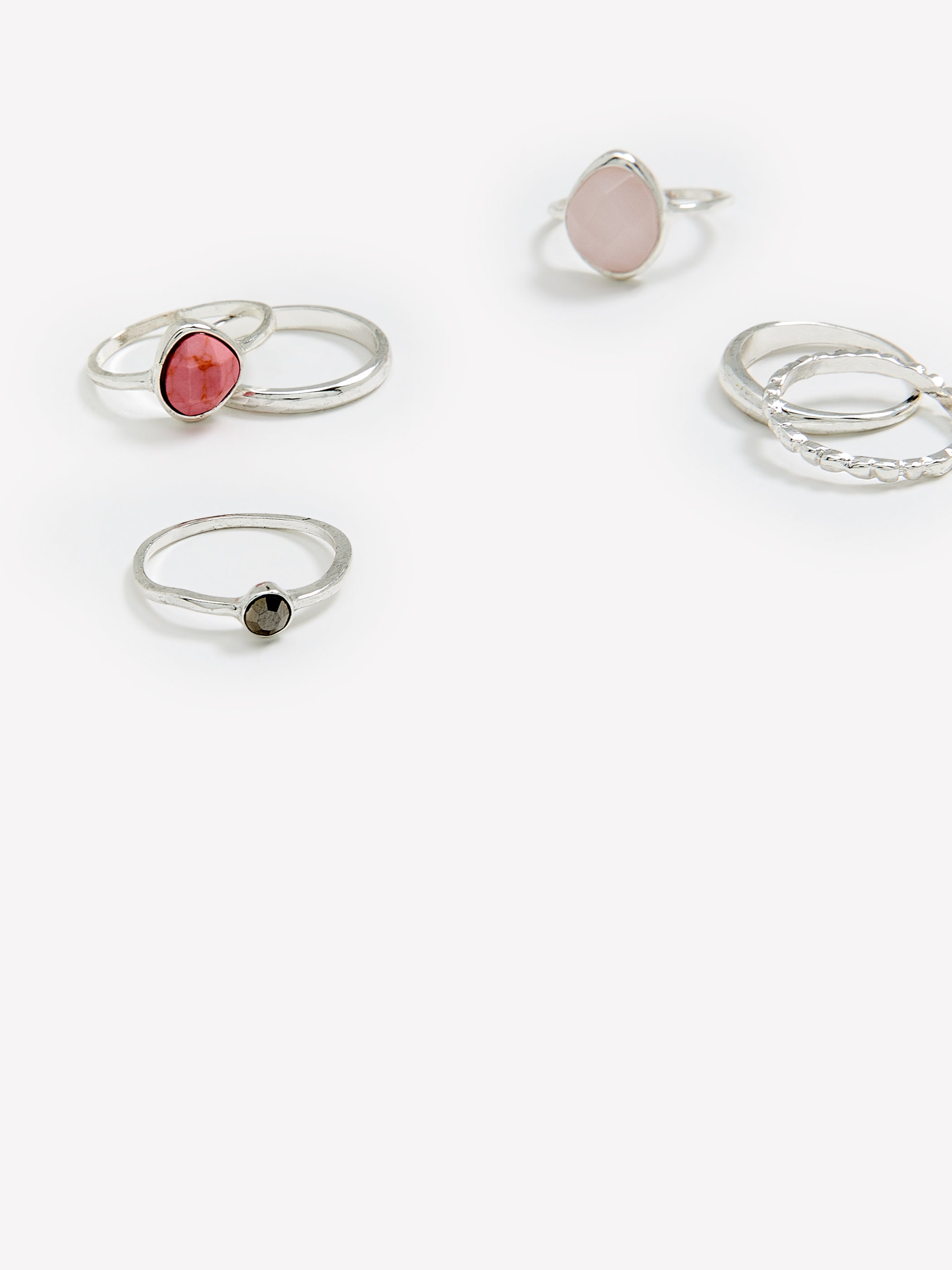 Assorted Western Rings with Stones, Set of 6
