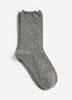 Grey Micro-Dot Crew Socks with Lettuce Edge