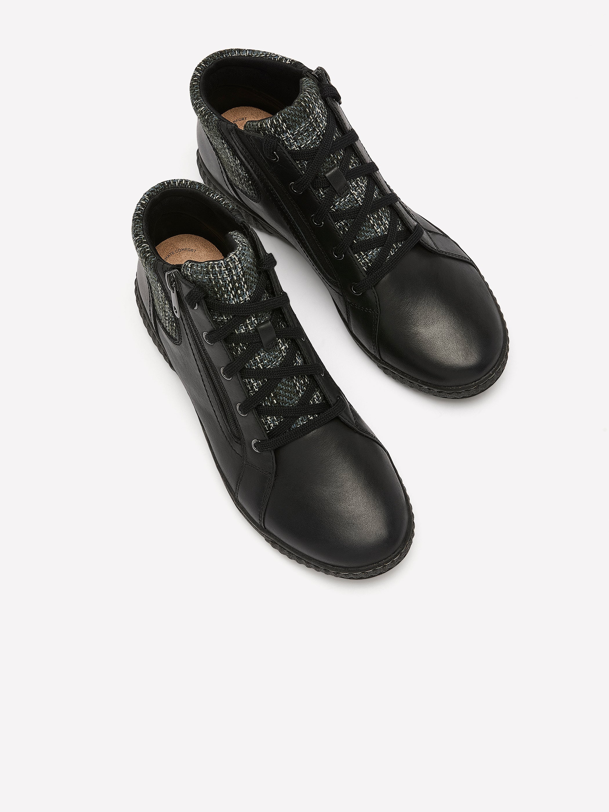 Wide Width, Caroline Fiana Black Leather Lace-Up Bootie - Clarks