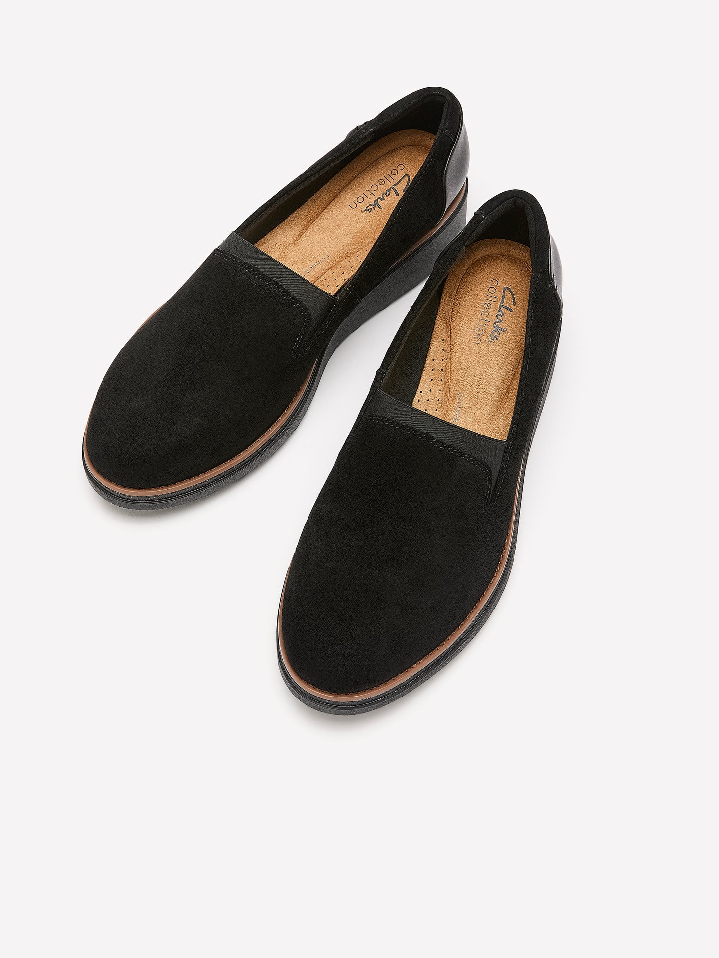 Wide Width, Sharon Dolly Black Suede Wedge Loafer - Clarks