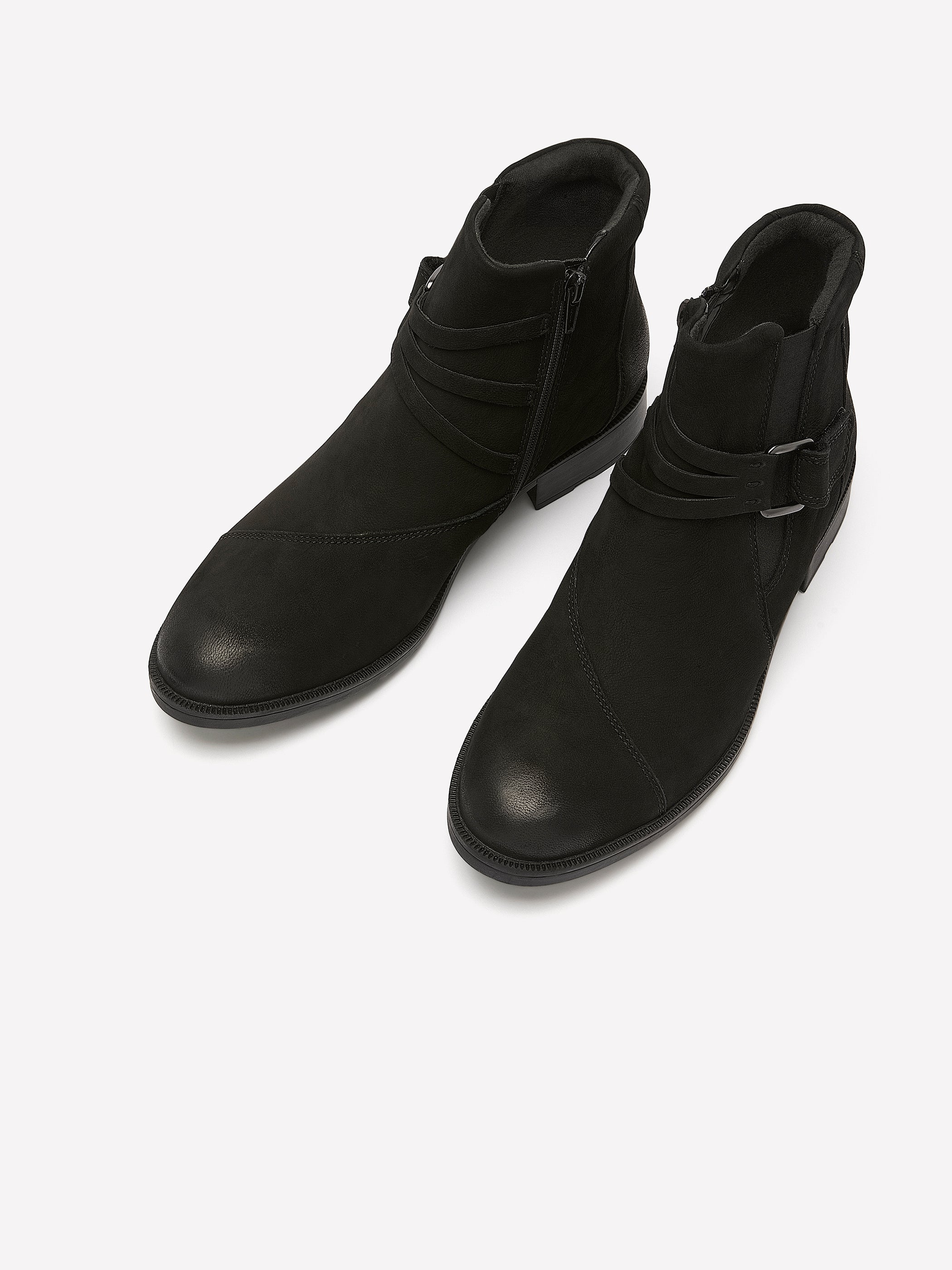 Wide Width, Adalynn Faye Black Nubuck Low-Heel Bootie - Clarks