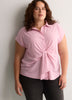 Knotted Buttoned-Down Blouse