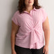 Knotted Buttoned-Down Blouse