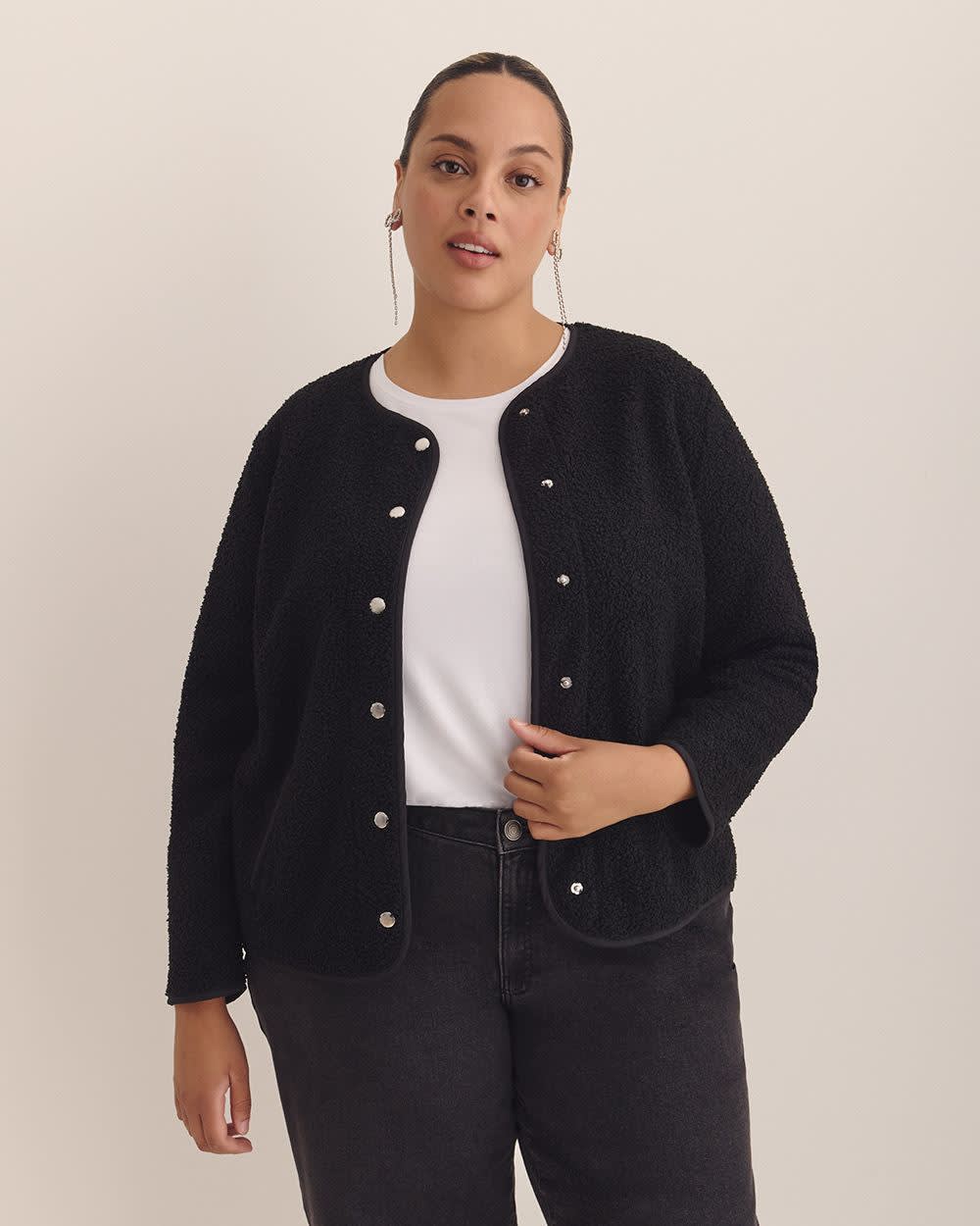 Ladies Knit Cardigan – Straight Fit, Crewneck, Button-Up Front