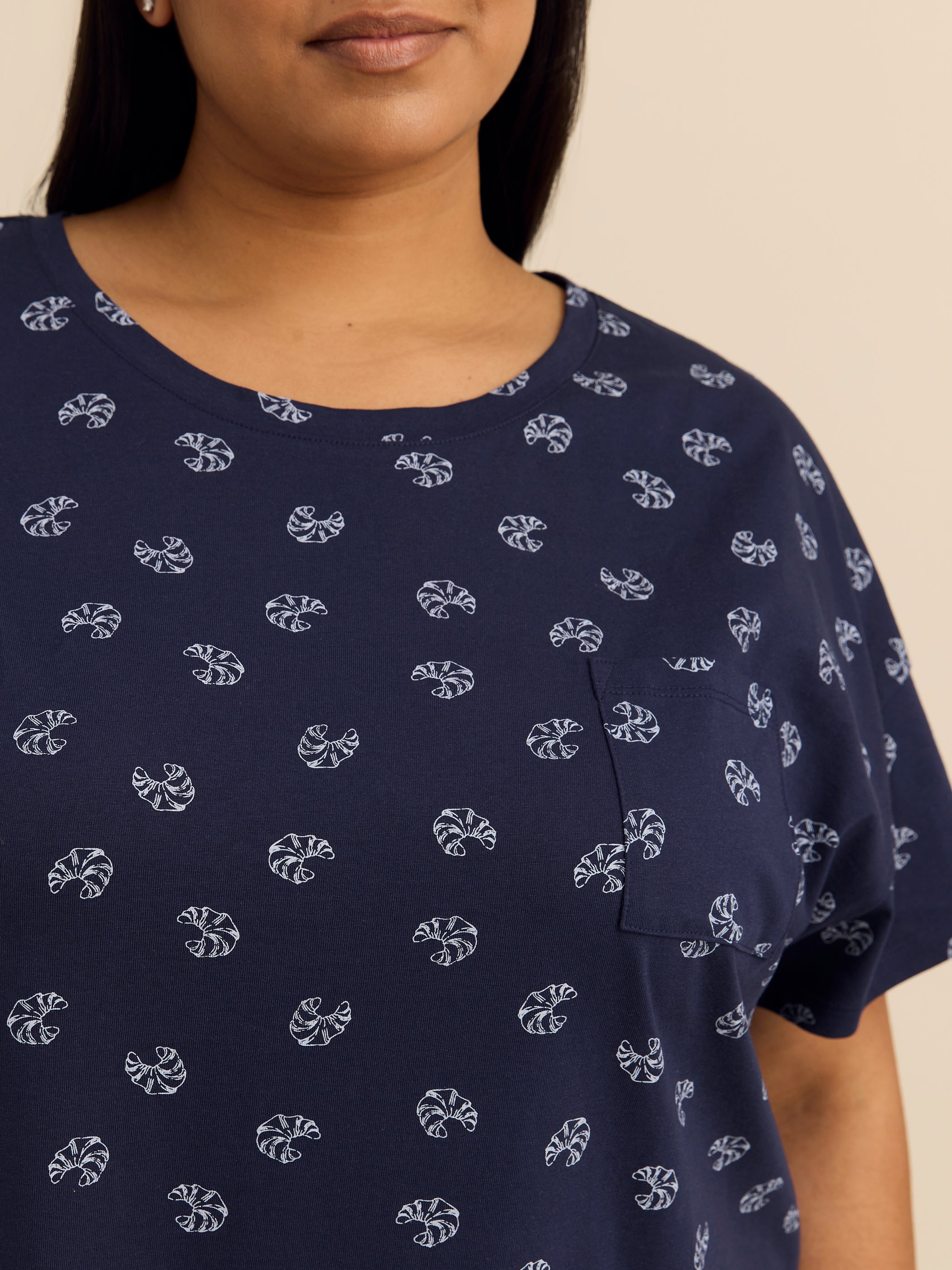 Robe de nuit à manches courtes imprimée - ti Voglio