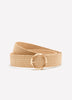 Natural Straw Elastic Belt with Round Buckle