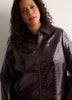 Short Faux Croco Leather Jacket