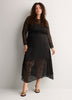 Black Crew-Neck Satin and Lace Maxi Dress - Addition Elle