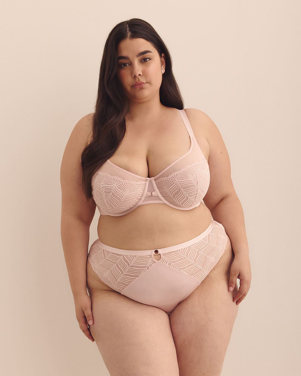 Unlined Underwire Bra with Mesh and Lace - Déesse Collection