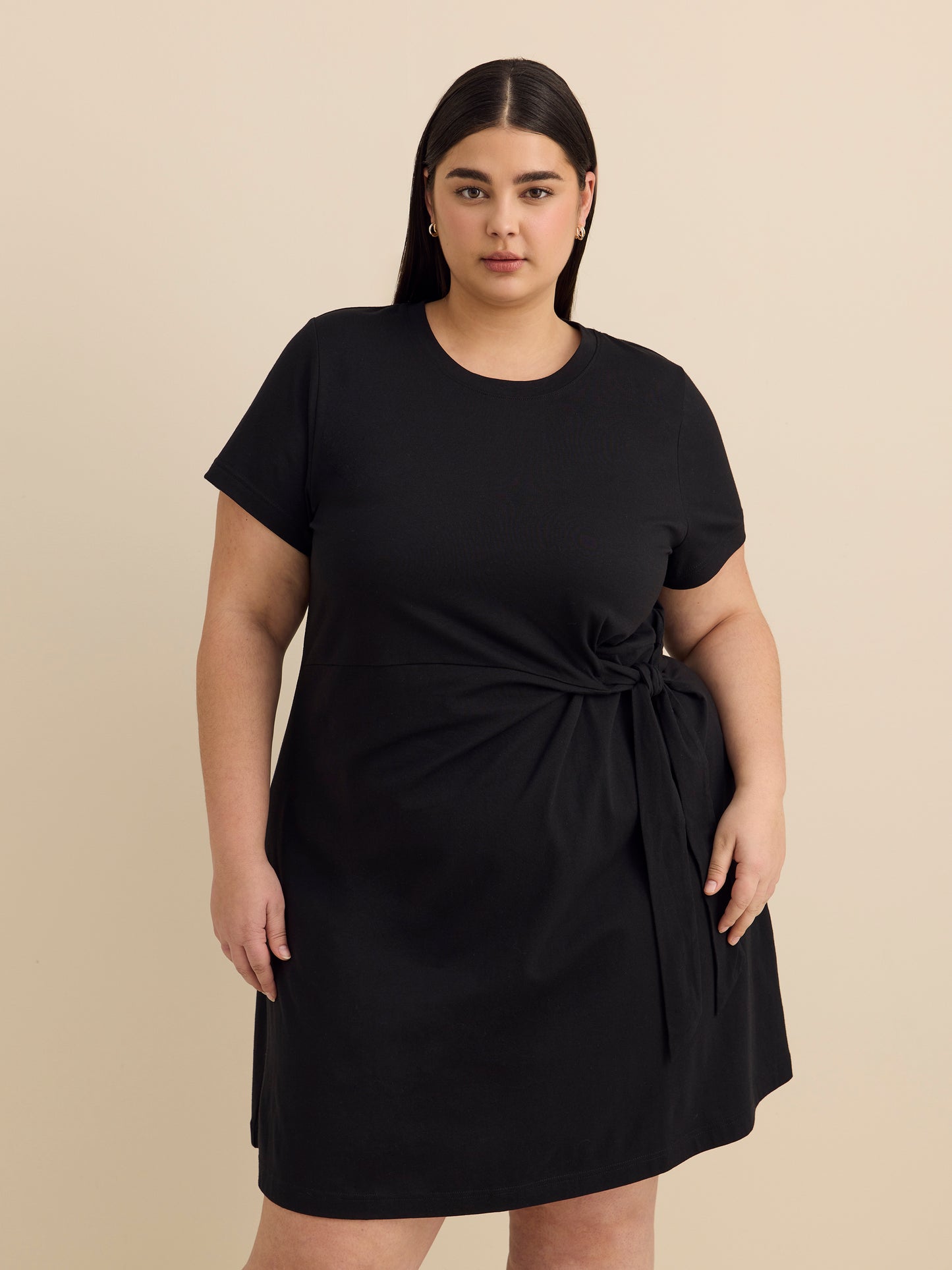 Responsible, Short-Sleeve Scoop-Neck Dress with Side Knot