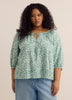 Scoop Neck Slight A-line Blouse with Shirring