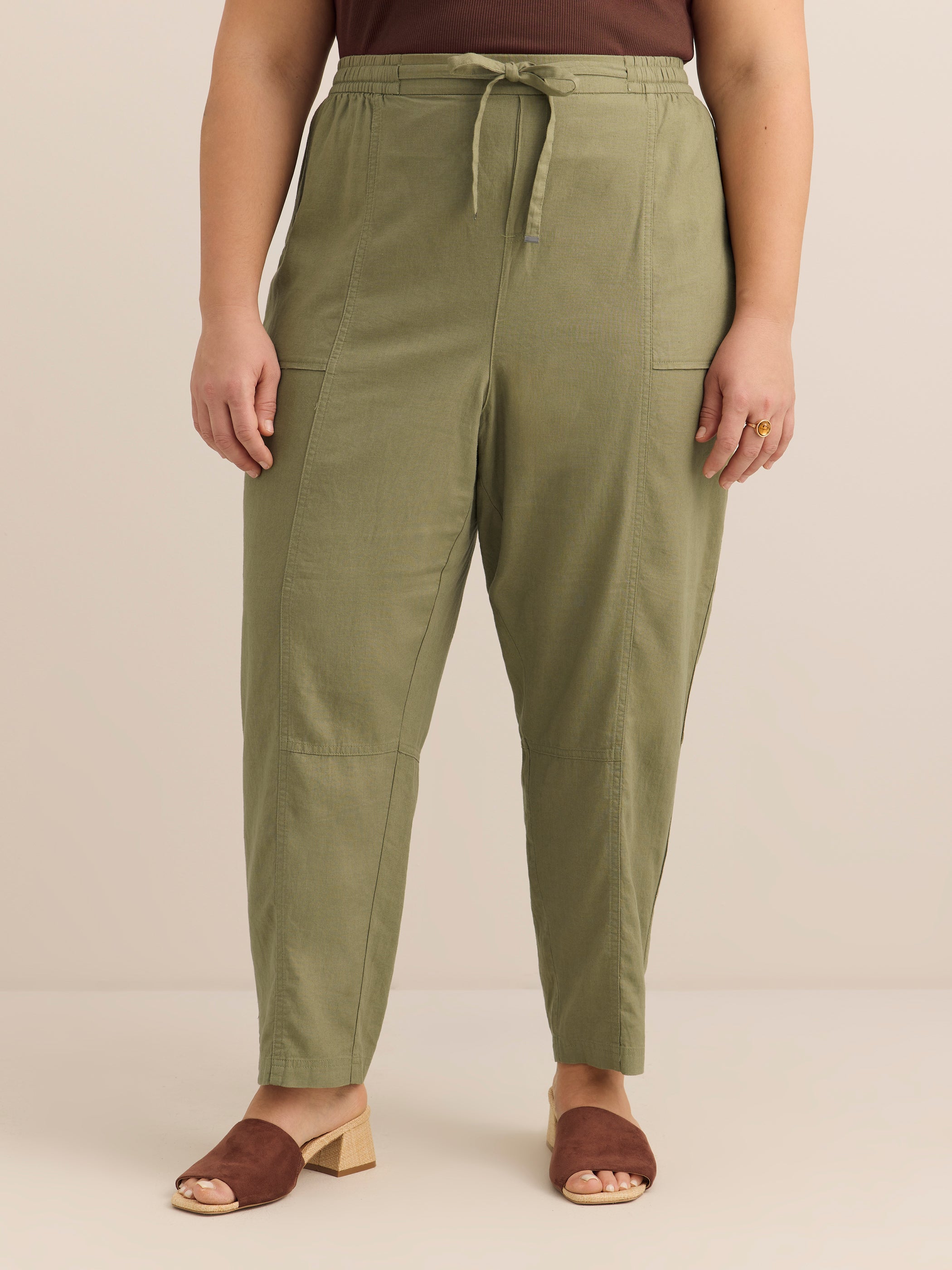 Linen Blend Tapered-Leg Pant