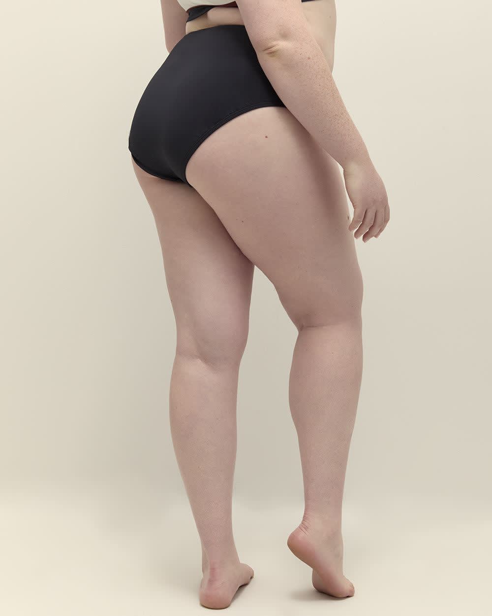 Black High-Waisted Swim Brief with Side Button Detail - Bleu Rod Beattie