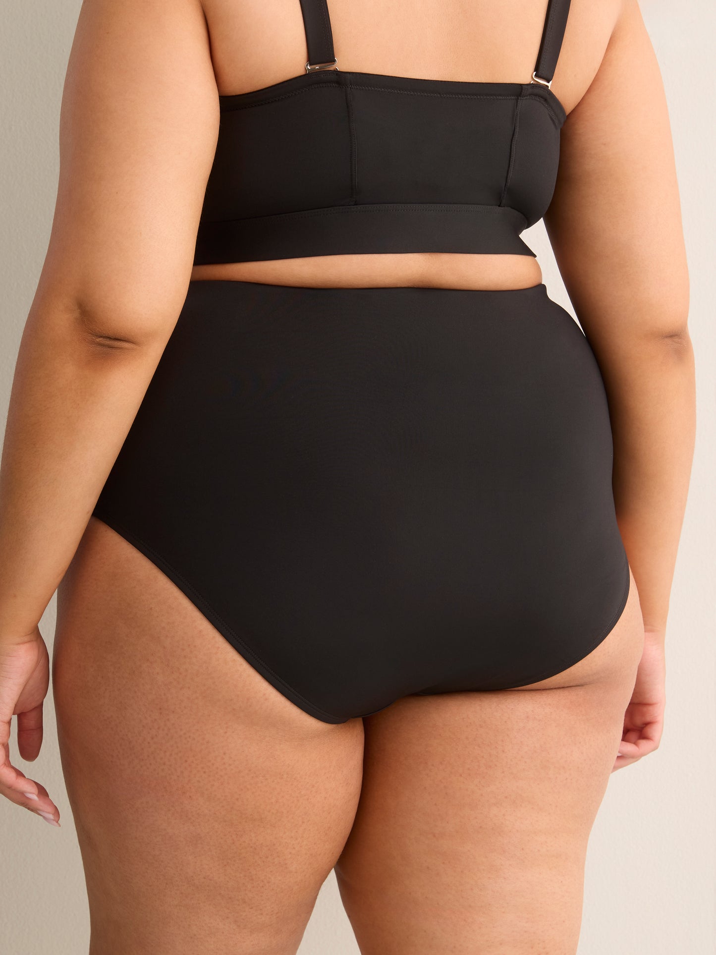Black High-Waist Basic Swim Brief