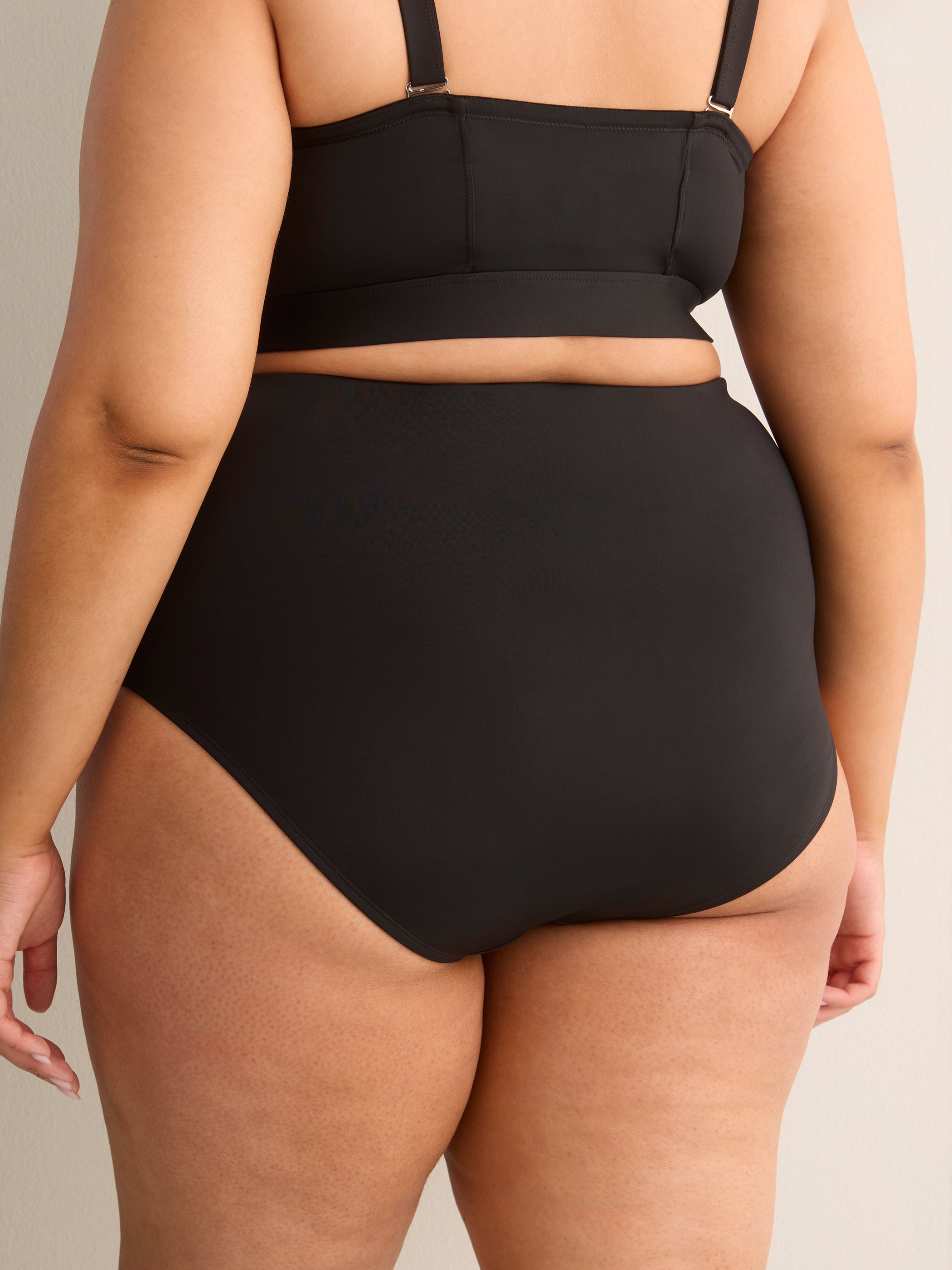 Black High-Waist Basic Swim Brief