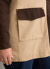 Long Two-Tone Barn Jacket with Corduroy Collar