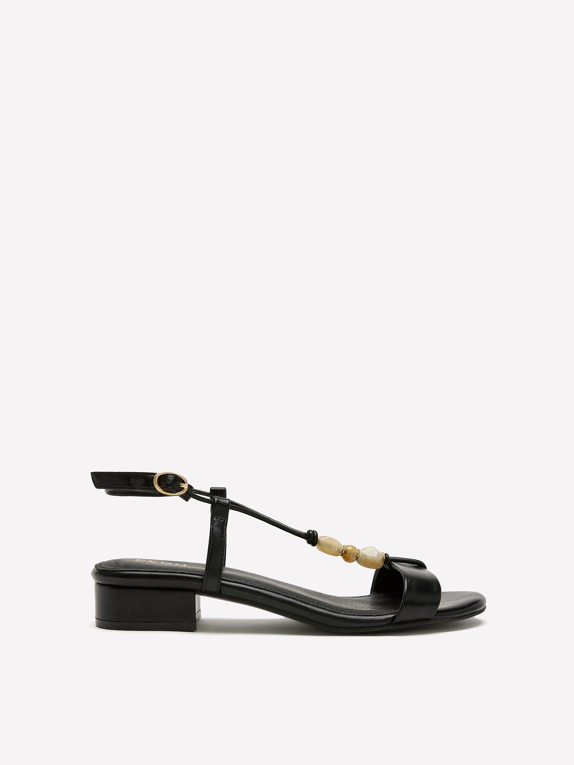 Extra Wide Width, Low Block-Heel Beaded Sandal