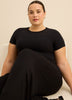 Black Rib Mid-Flared Pyjama Pant - ti Voglio