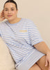 Robe de nuit à rayures et manches courtes - ti Voglio
