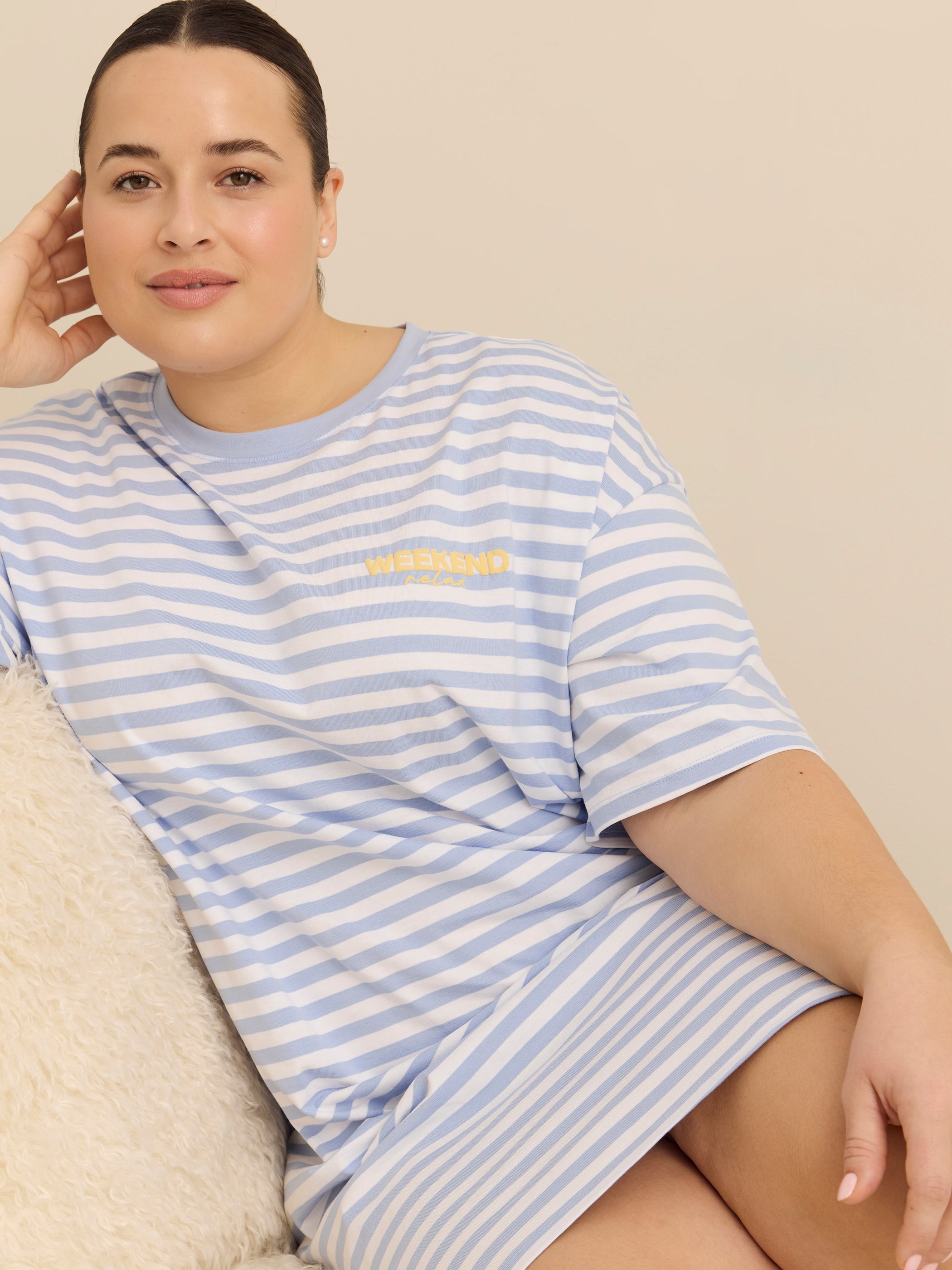 Robe de nuit à rayures et manches courtes - ti Voglio