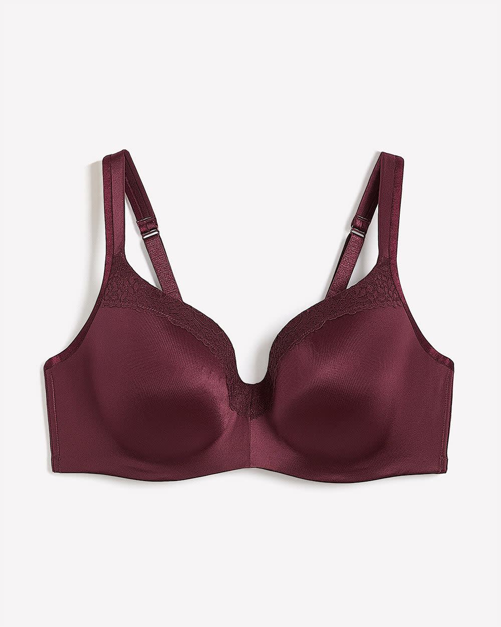 Underwire Burgundy Contour T-Shirt Bra with Lace - Déesse Collection