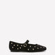 Extra Wide Width, Black Studded Strap Ballerina