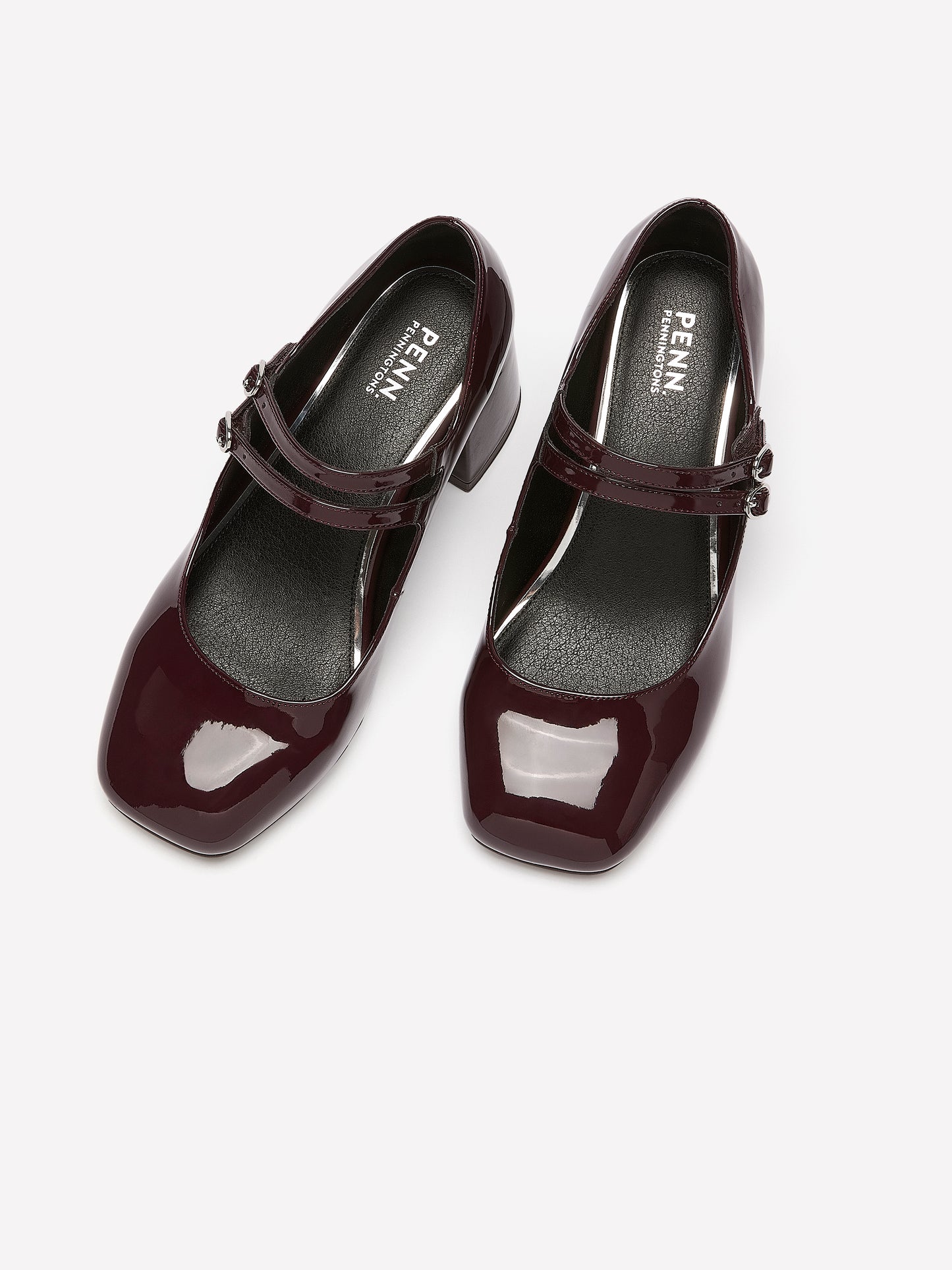 Extra Wide Width, Faux Leather High Block Heel Shoe with Double Strap