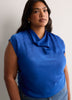 Straight-Fit Draped Cowl-Neck Satin Blouse