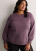 Loose Crew-Neck Fleece Sweatshirt with Long Balloon Sleeves