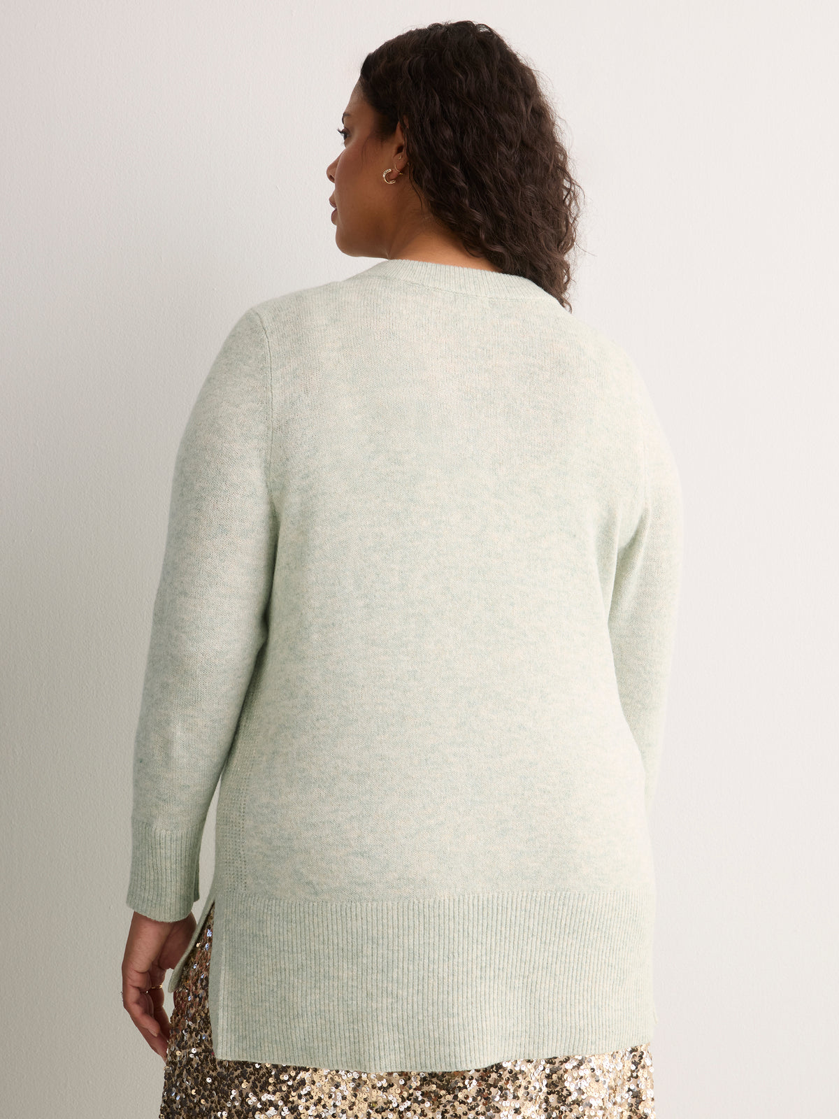 Lurex Crew-Neck Tunic Sweater