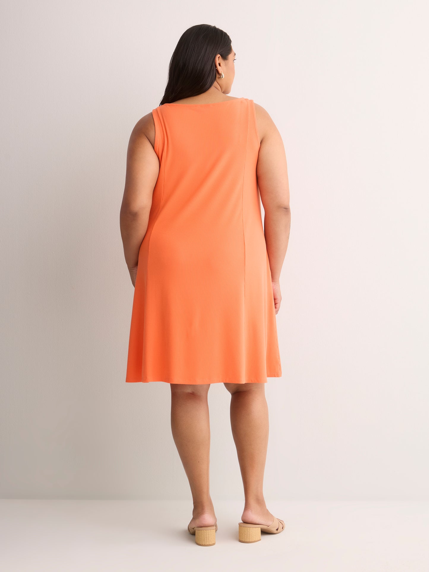 Responsible, Ribbed Sleeveless Boat Neck Swing Dress