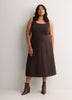 Brown Sleeveless Square-Neck Midi Dress - Addition Elle