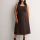 Brown Sleeveless Square-Neck Midi Dress - Addition Elle