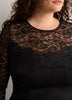 Black Crew-Neck Satin and Lace Maxi Dress - Addition Elle