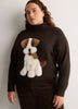 Loose-Fit Mock-Neck Hairy Cat Print Sweater