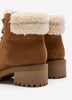 Wide Width, SOLO Cognac Microsuede Lace-Up Bootie with Sherpa Lining