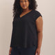 Mixed-Media V-Neck Blouse with Underpinning