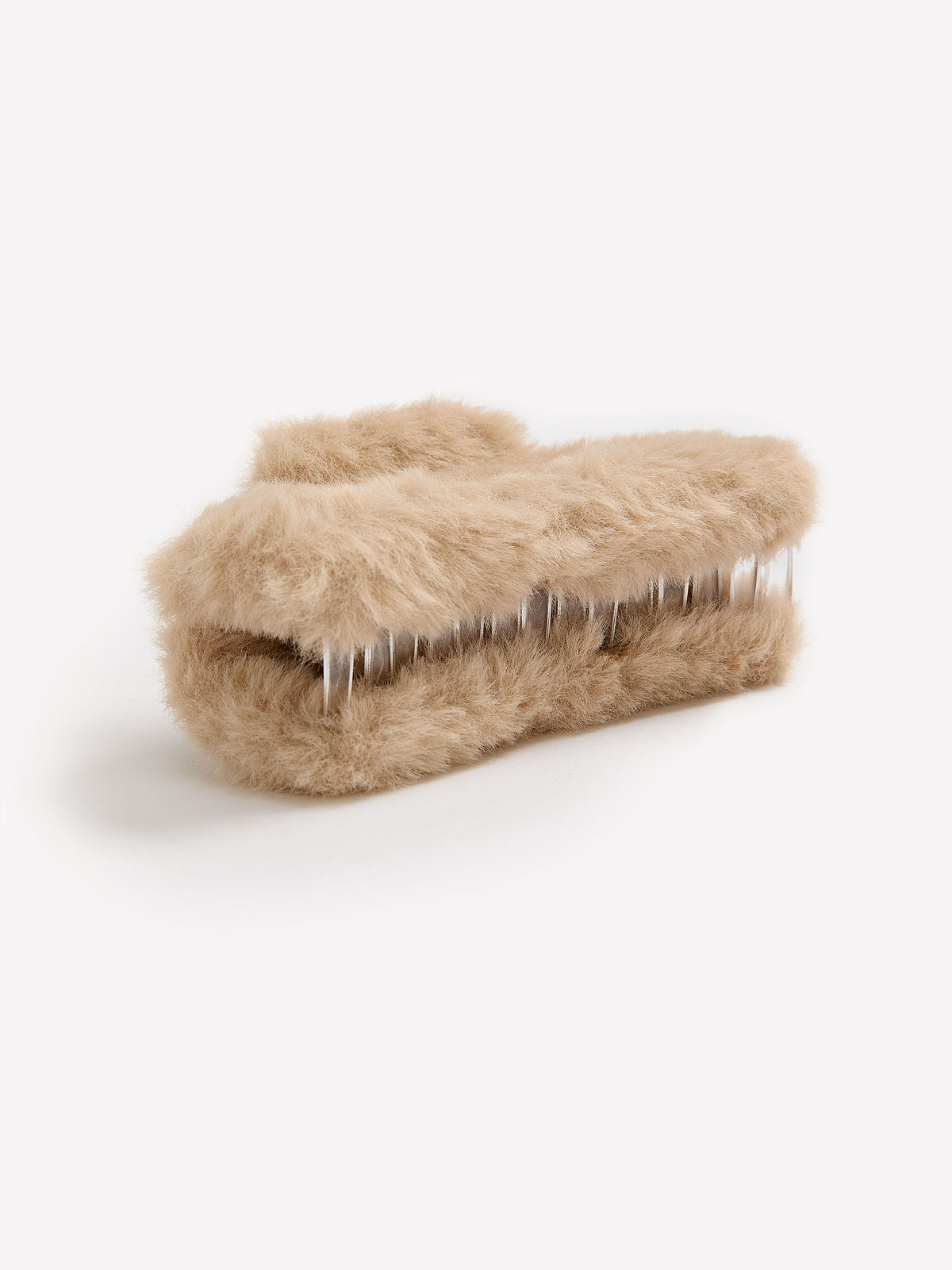 Large Beige Faux-Fur Hair Claw