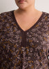 Slight Swing V-Neck Blouse with Crochet Tape