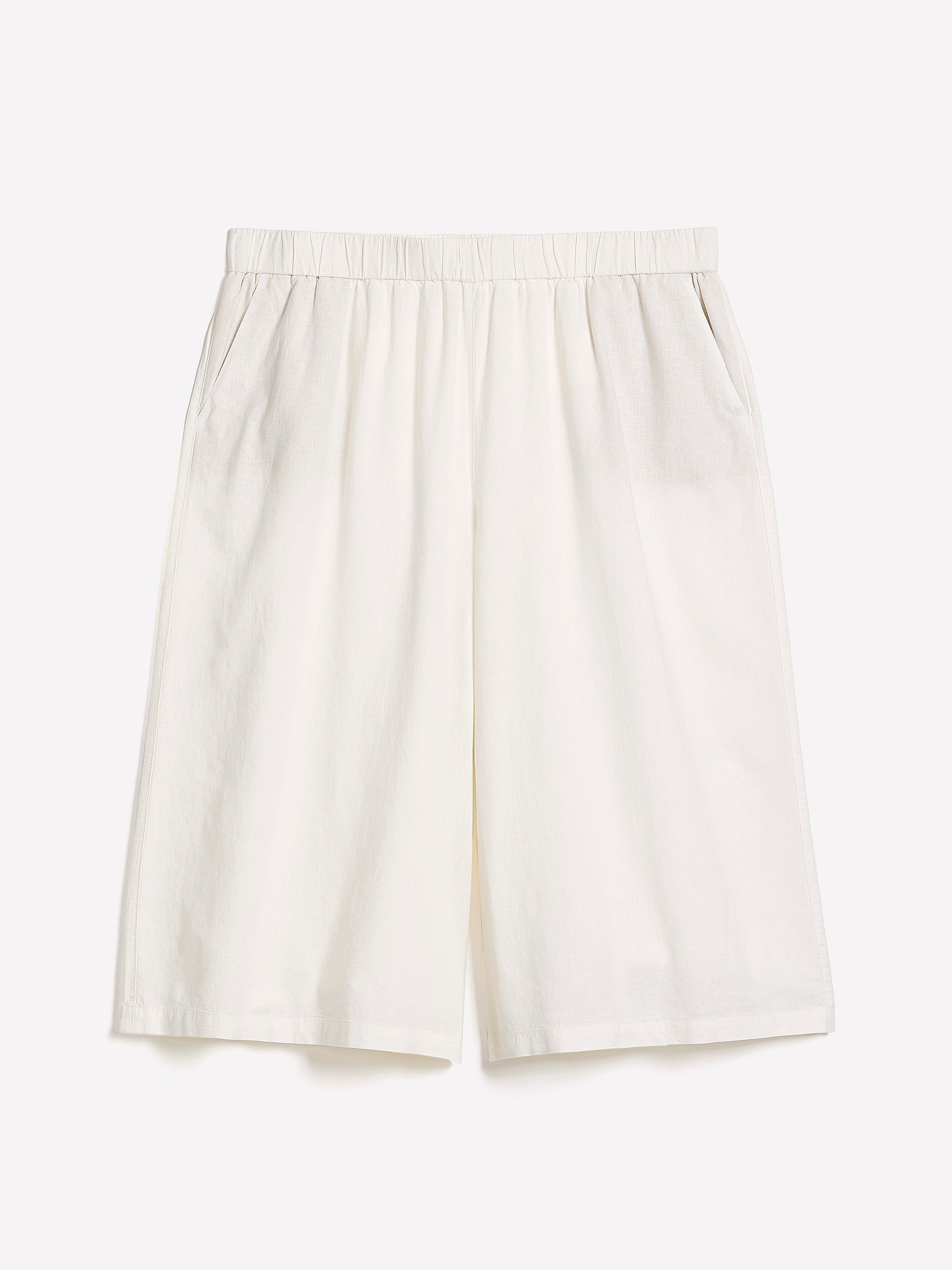 Linen Blend Cropped Wide-Leg Pant